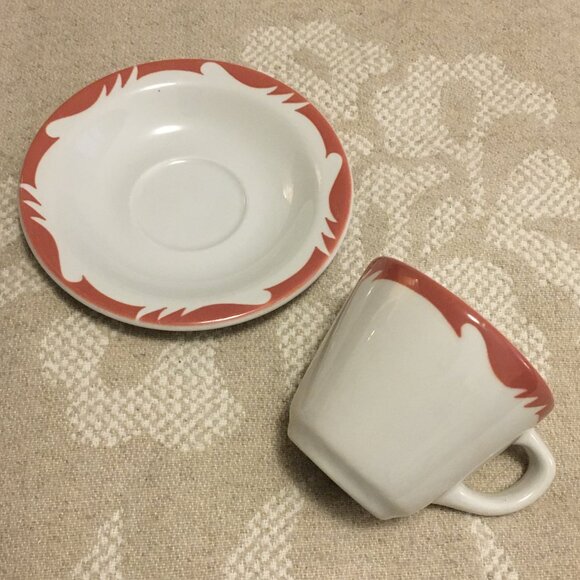 MCM J. E Heath England Restaurant Coral Wave Scroll Cup and Saucer Set #1 - Picture 7 of 15